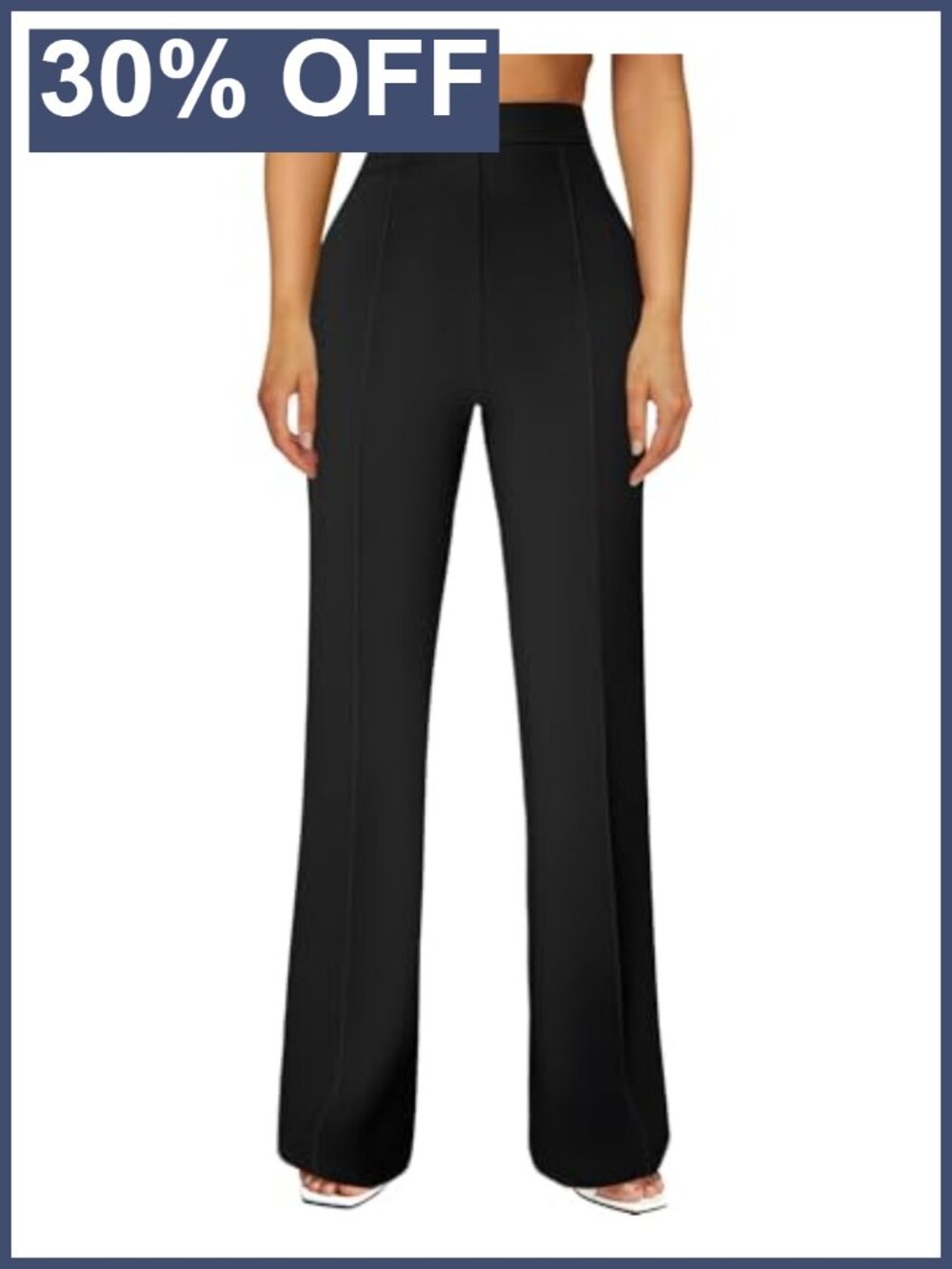 Straight Leg High Waist Pull On Business Casual Work Pants Trousers